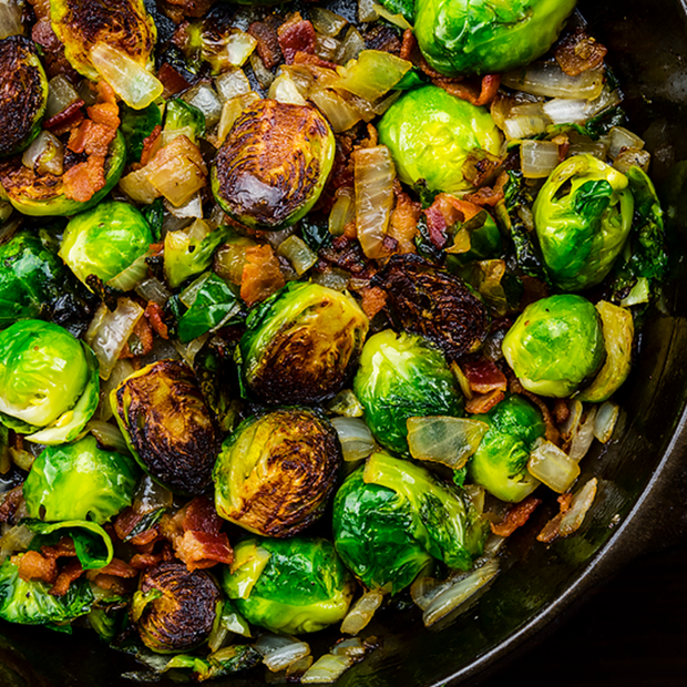 Roasted Balsamic Glazed Brussel Sprouts with Apples, Crannies,  and Toasted Almonds