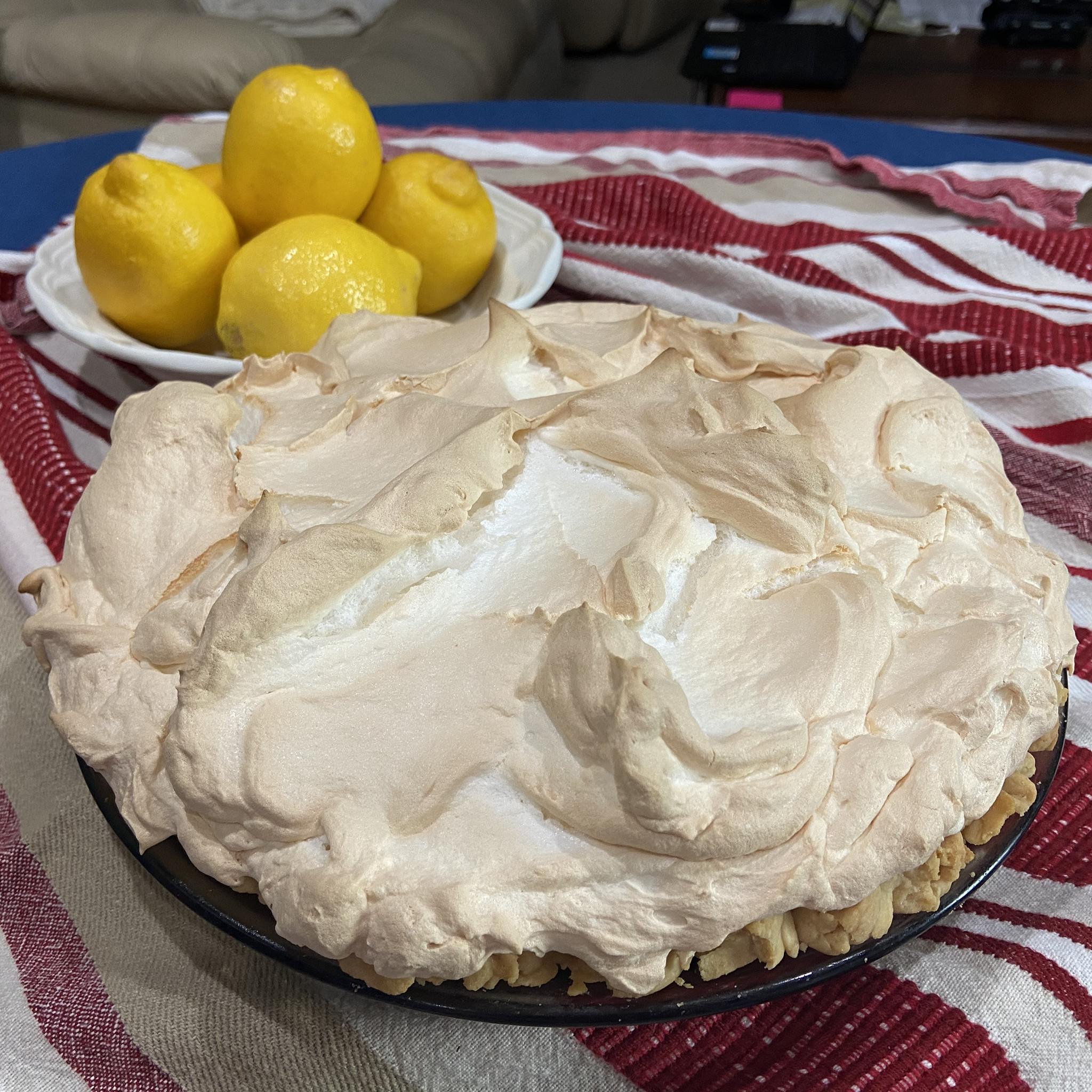 Lemon Meringue Pie w/ Fresh Raspberries, Mint & Whipped Cream